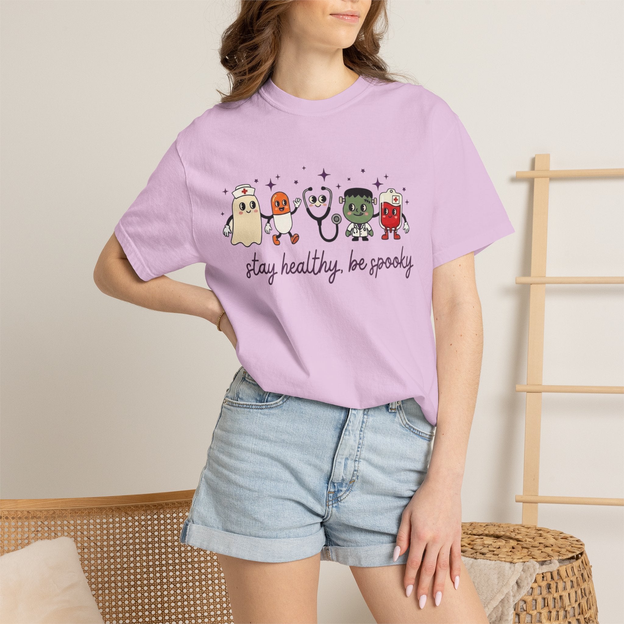 Stay Healthy, Be Spooky T-Shirt — Cute Halloween Ghosts Graphic Tee