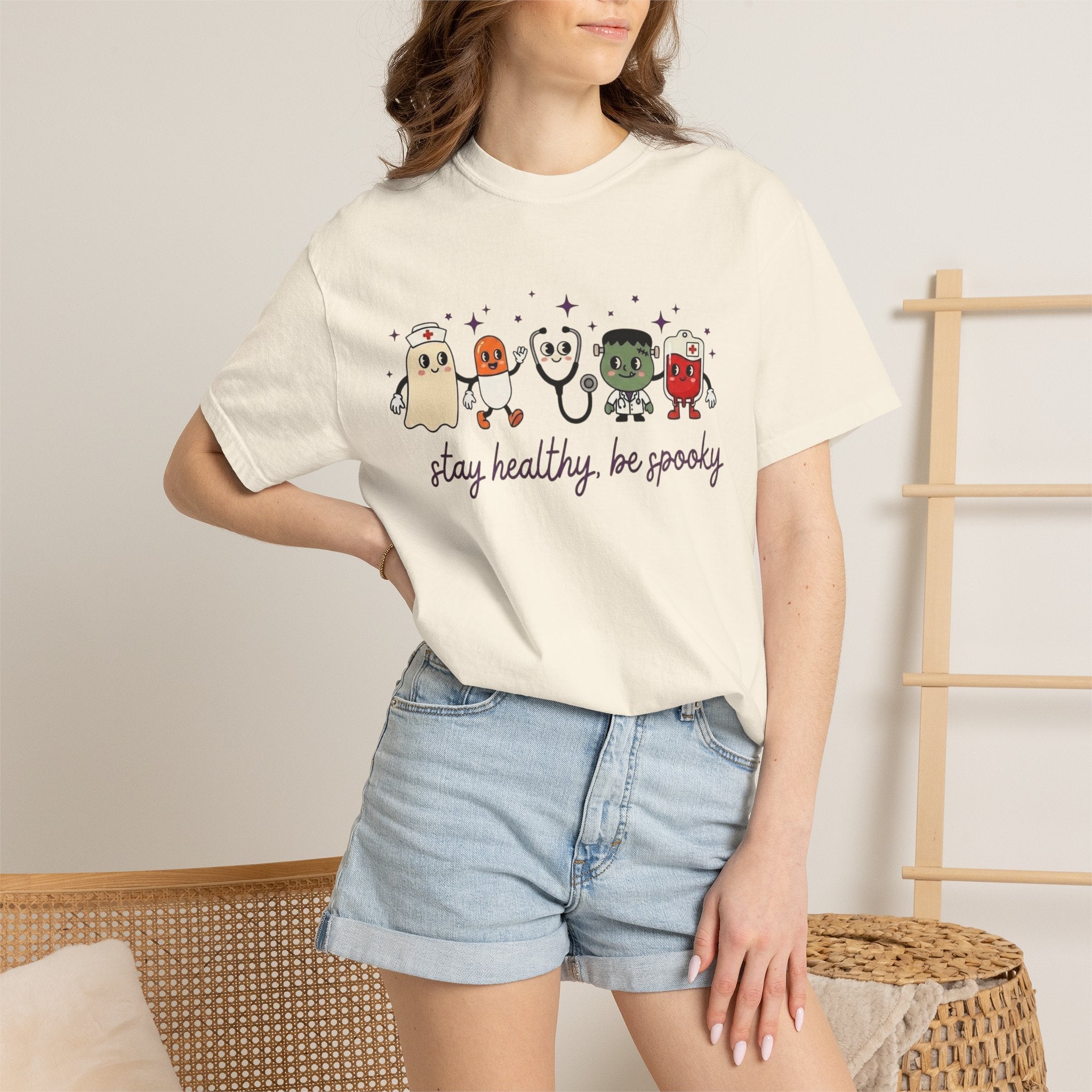 Stay Healthy, Be Spooky T-Shirt — Cute Halloween Ghosts Graphic Tee